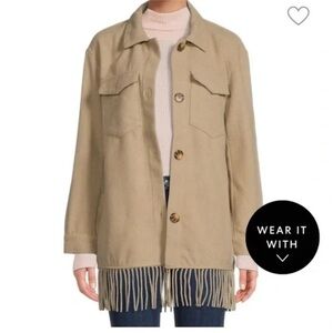NWT  LAUNDRY BY SHELLI SEGAL Fringe Trim Shacket